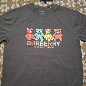 Burberry  Gray T-Shirt with Colorful Bear Print